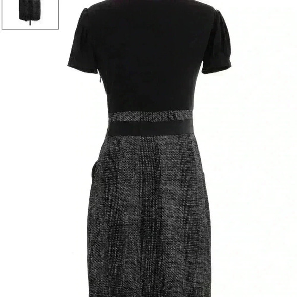 Max & Cleo Black Geometric Print Dress | Draped Neckline | Office | Size 6 - Picture 4 of 6